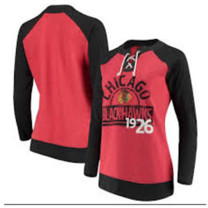 NHL Womens Top Chicago Blackhawks 1926 Pullover Shirt Lace Up Hockey Size M